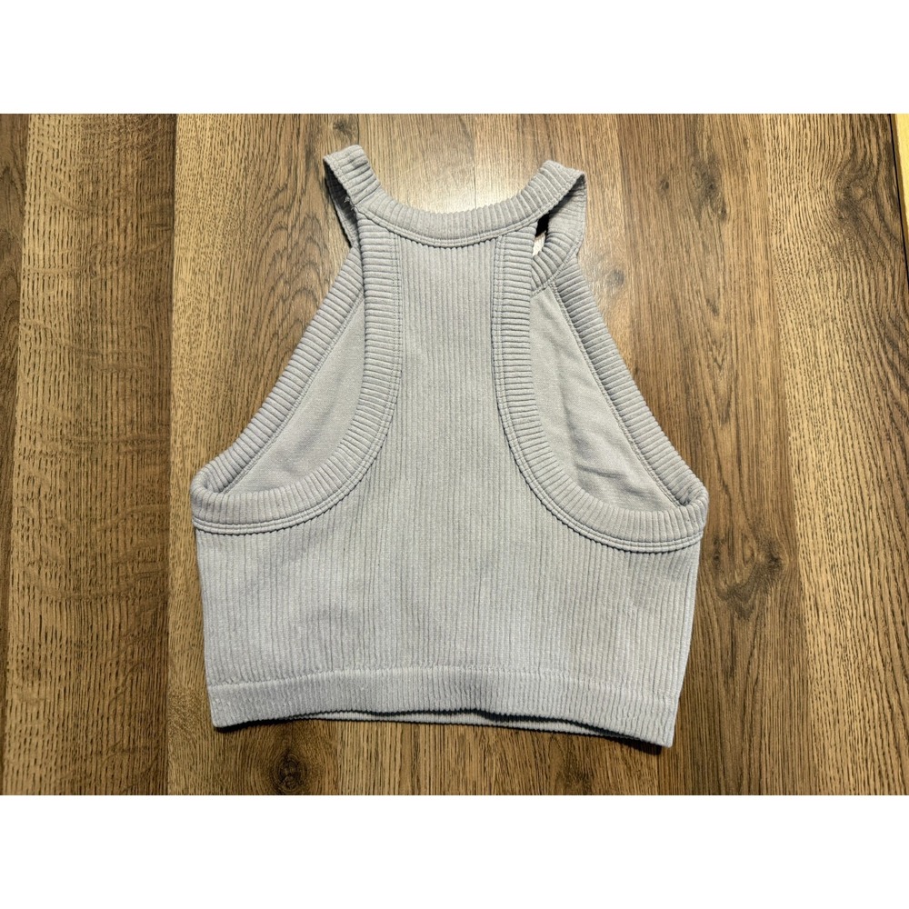 Aerie Tank Top Women's Size Medium Gray Crop Top Halter Neck Sleeveless cropped - Picture 2 of 10